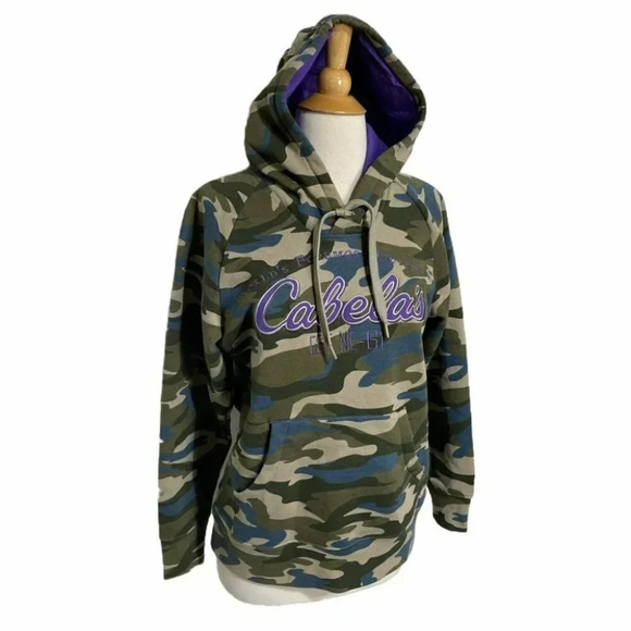 Cabelas Women S camouflage purple hoodie‎ Retro Casual Pull over Cowgirl Farmer - Picture 4 of 6